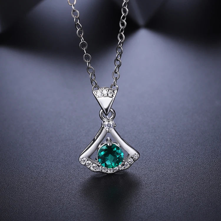 Gemfiori Fine Jewelry 925 Sterling Silver Necklace Solid Silver Link Chain Necklace Personalized Sets Birth Stone Loose Gemstone