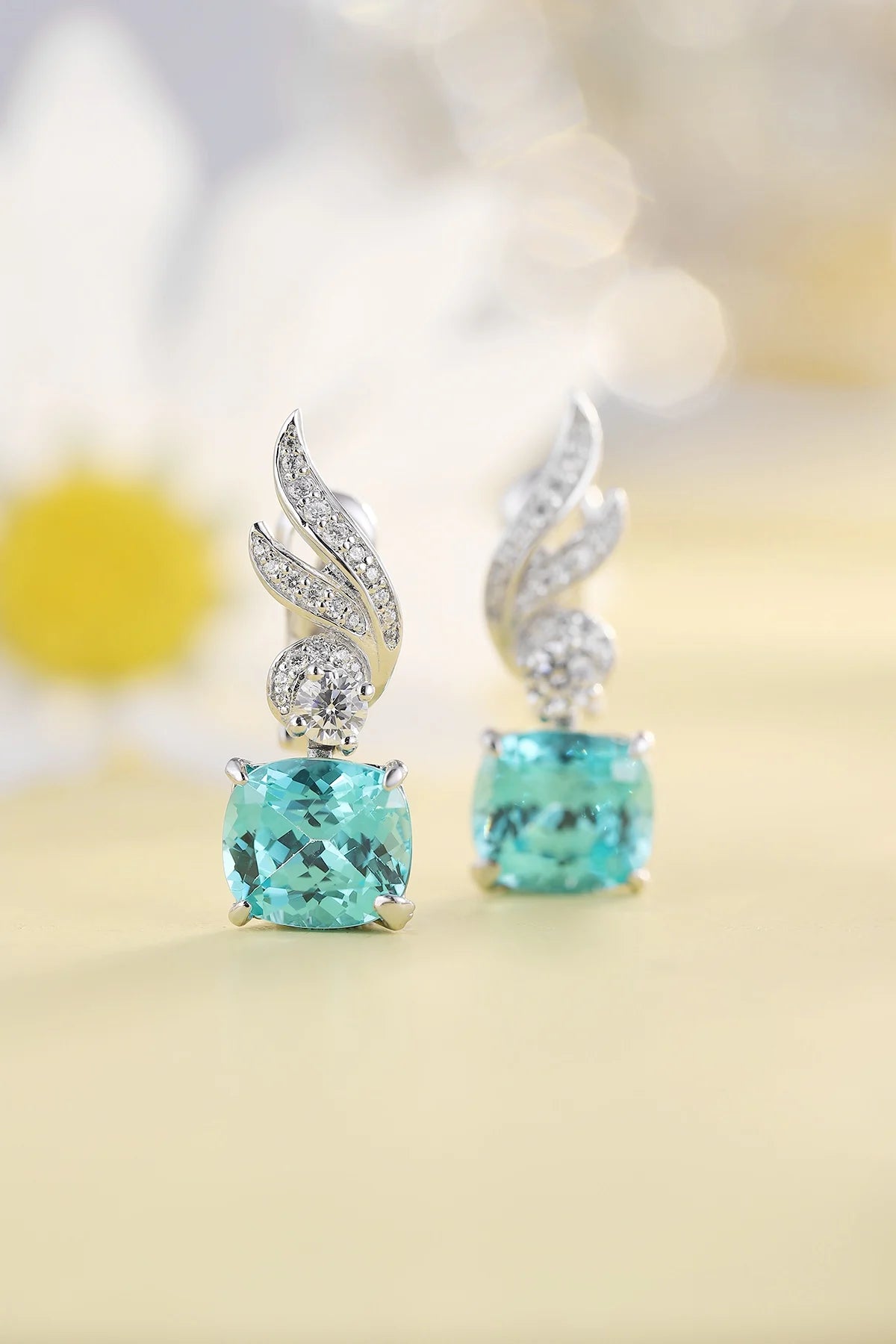 Gemfiori Anster High Quality S925 Lab Grown Paraiba Earring Stud Dainty Gemstone Stud Earrings for Women Daily Wear Gift