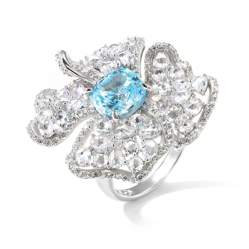 MuShan Jewelry Factory S925 Sterling Silver Rose Cut Petal Ring Light Luxury and High End European and American Bestseller