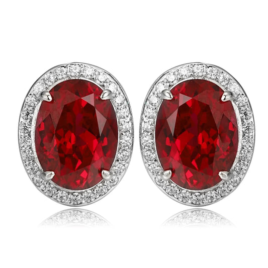 Gemfiori High Quality S925 Lab Grown Ruby Earring Stud Dainty Gemstone Stud Earrings for Women Daily Wear Gift