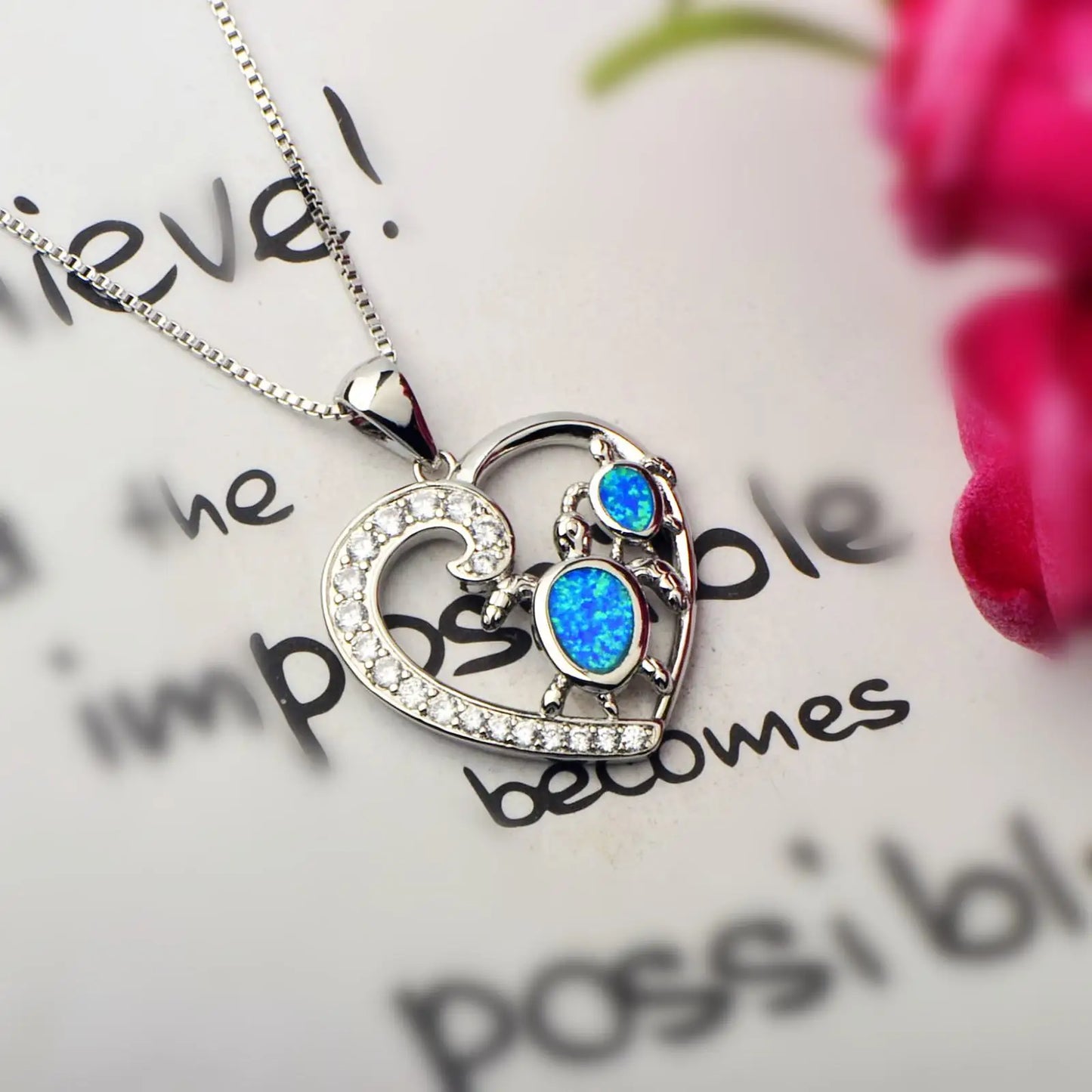 TikTok INS Wind Hawaii Beach Explosion Copper Alloy Opal Turtle Animal Pendant Silver Plated Vintage Women's Wholesale Pave Box