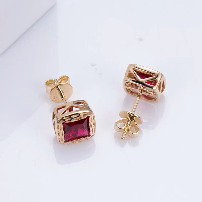 Lab Grown Diamond  Solitaire Diamond Engagement Earrings Ruby Lab Grown Diamond  Earrings