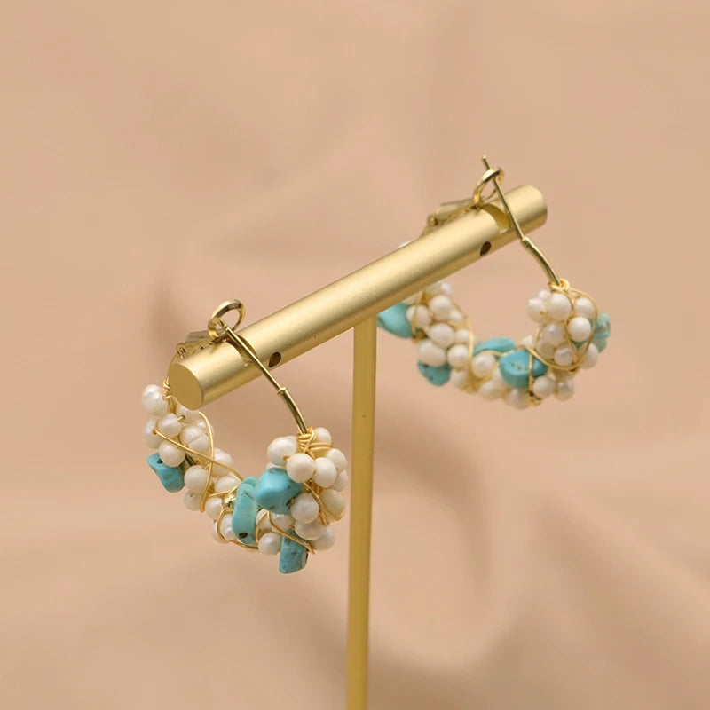 New Jewelry Yiwu Wholesale Gold Plated Natural Pearl Earings Jewelry Women Korean Wholesale Bulk 18K Gold Plated Jewelry