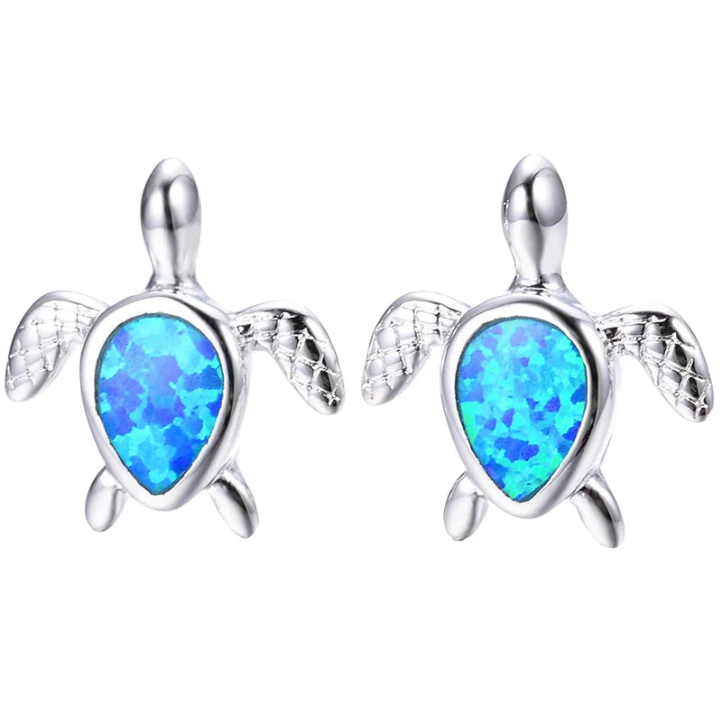 Tiktok Ins Viral Sea Turtle Stud Earrings | Blue Opal Ocean Animal Jewelry Wholesale