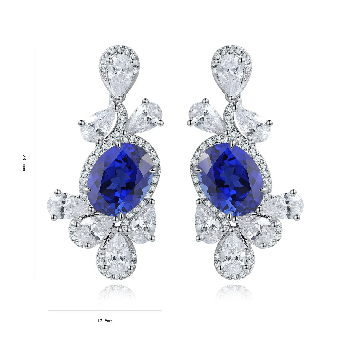 Gemfiori Vintage 925 Sterling Silver Earrings Rhodium Plated Oval Lab Grown Emerald Drop Earrings for Women Wedding Gift