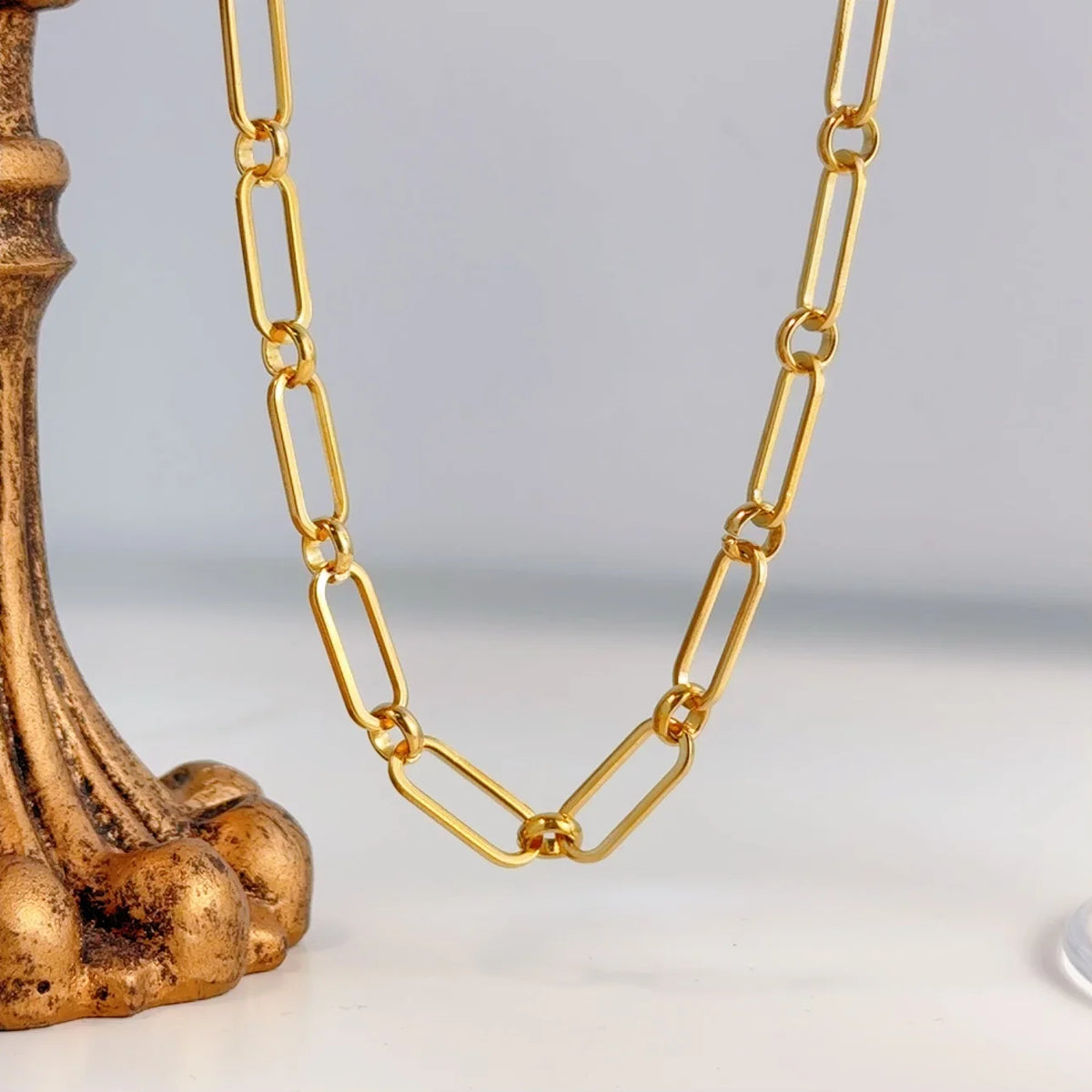 FASHIONISTA Non Tarnish Waterproof Choker Women Stainless Steel Chain Jewelry Making PVD Gold Plated Chunky Necklace DIY Handmade Link Chain