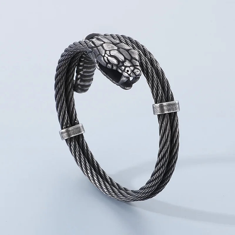 KALEN Fashion Unisex Stainless Steel Bracelets Bangles With Snake Head Charm