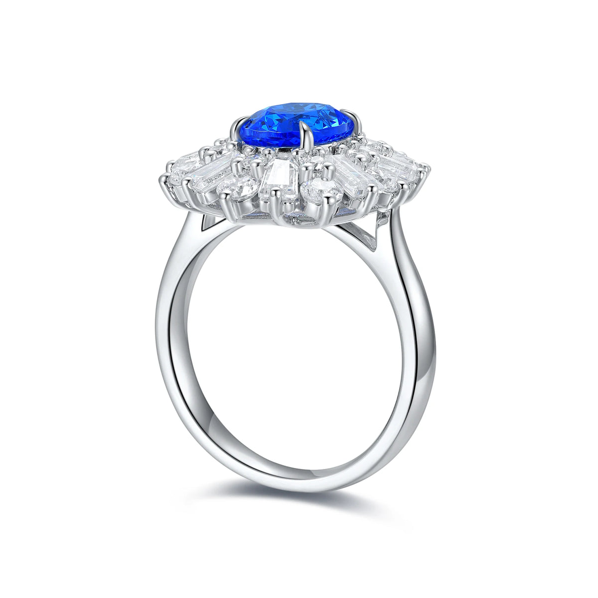 Gemfiori High Quality Lab Grown Paraiba Ring for Women Girls Jewellery Finger Jewelry 925 Sterling