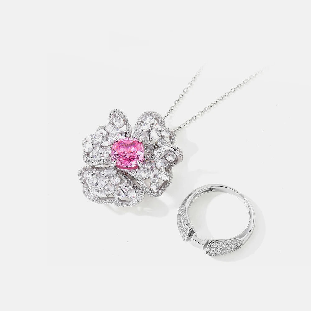 MuShan Jewelry Factory S925 Sterling Silver Rose Cut Petal Ring Light Luxury and High End Accessory European and American Style