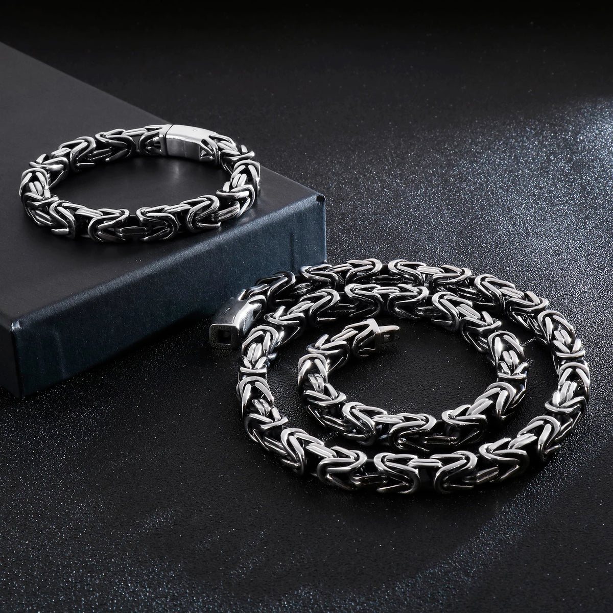 REBEL VIKING Multi-Layer Bracelet & Necklace Set – Silver Plated