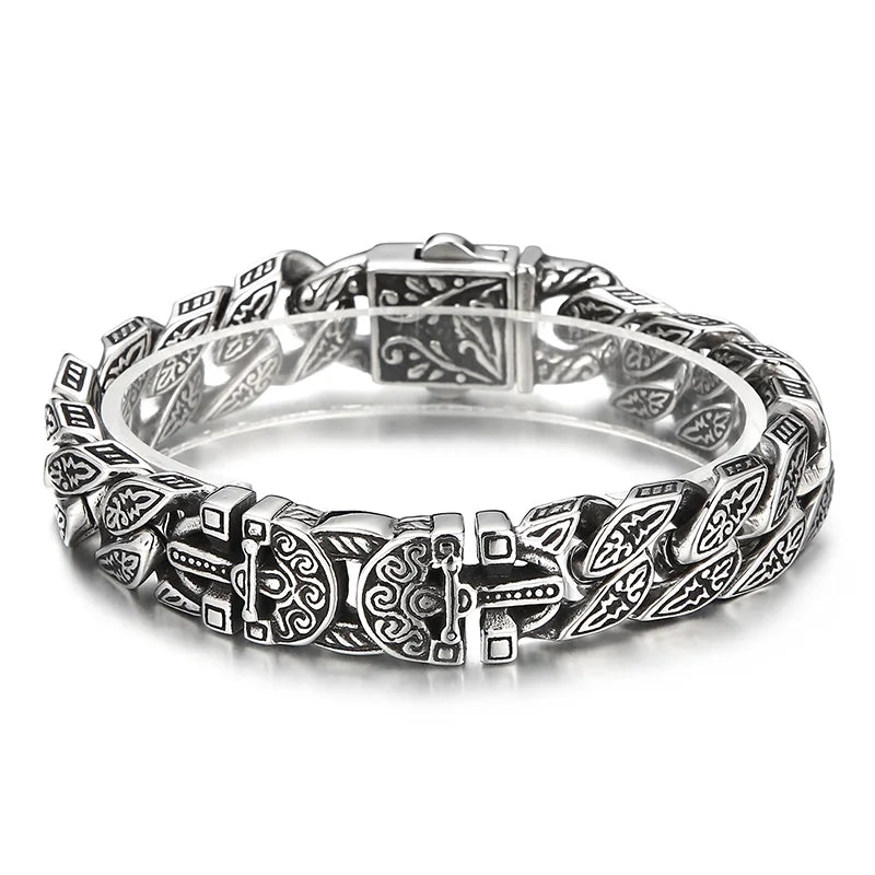 KALEN Gothic Ankh Cuban Links Bracelet – Silver