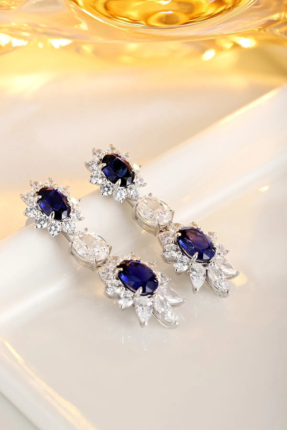 Gemfiori Anster High Quality S925 Lab Grown Sapphire Earring Stud Dainty Gemstone Stud Earrings for Women Daily Wear Gift