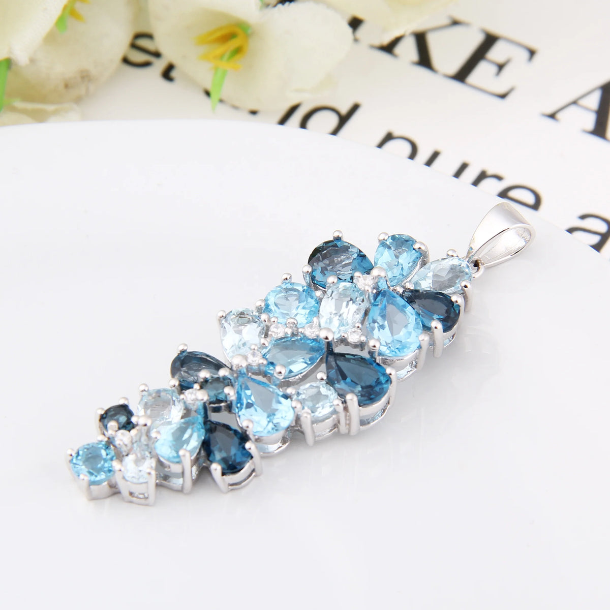ArtistA Hot Sale Trendy Fashion Pendants Charms Jewelry 925 Sterling Silver Natural Blue Topaz Mix Gemstone Pendants