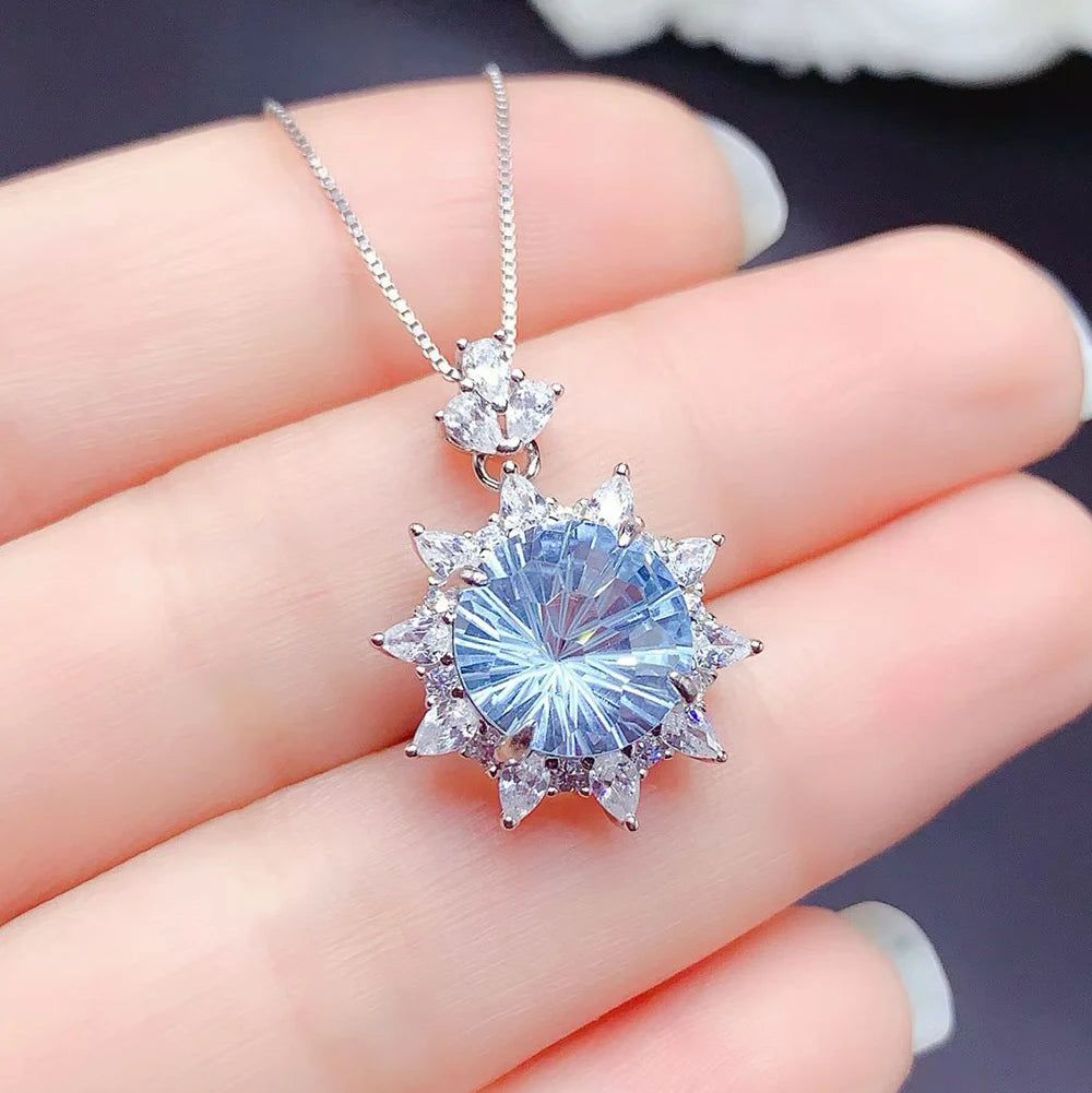 Gioiellieri Modern Minimalist 925 Sterling Silver Rhodium Plated Luxury Solitaire Fireworks Cutting Natural Crystal Pendant Necklace for