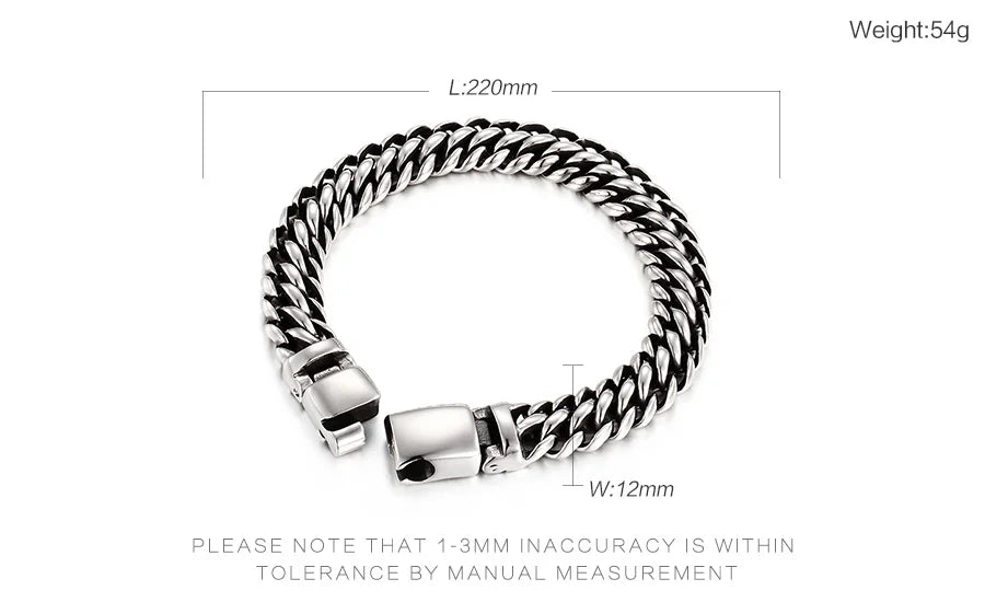KALEN Silver Color Stainless Steel Link Charm Bracelets for Men