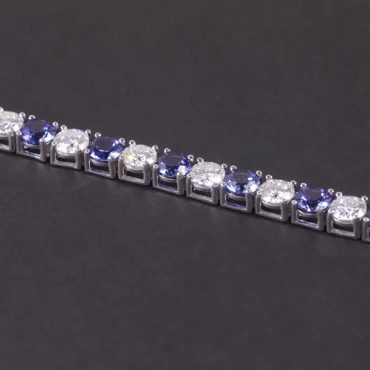 Gemfiori Abiding Customization 3mm 4mm 5mm 6.5IN 7IN 7.5IN 925 Silver Bracelets Lab Grown Sapphire & Moissanite Diamond Tennis Bracelet