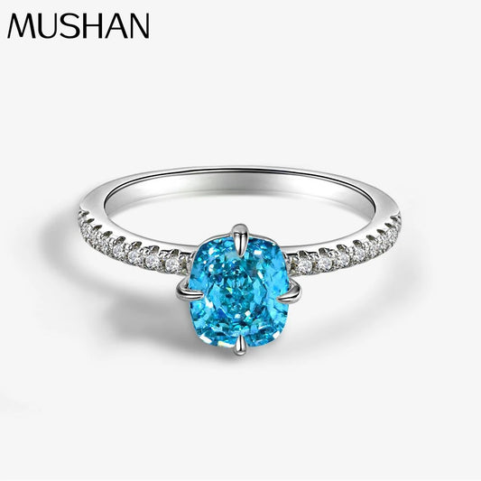MuShan Jewelry Factory 925 Silver Ring 1.5 Carat Cushion Shaped 6.5*7.5 High Carbon Diamond European and American Women Ring