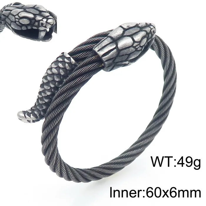KALEN Fashion Unisex Stainless Steel Bracelets Bangles With Snake Head Charm
