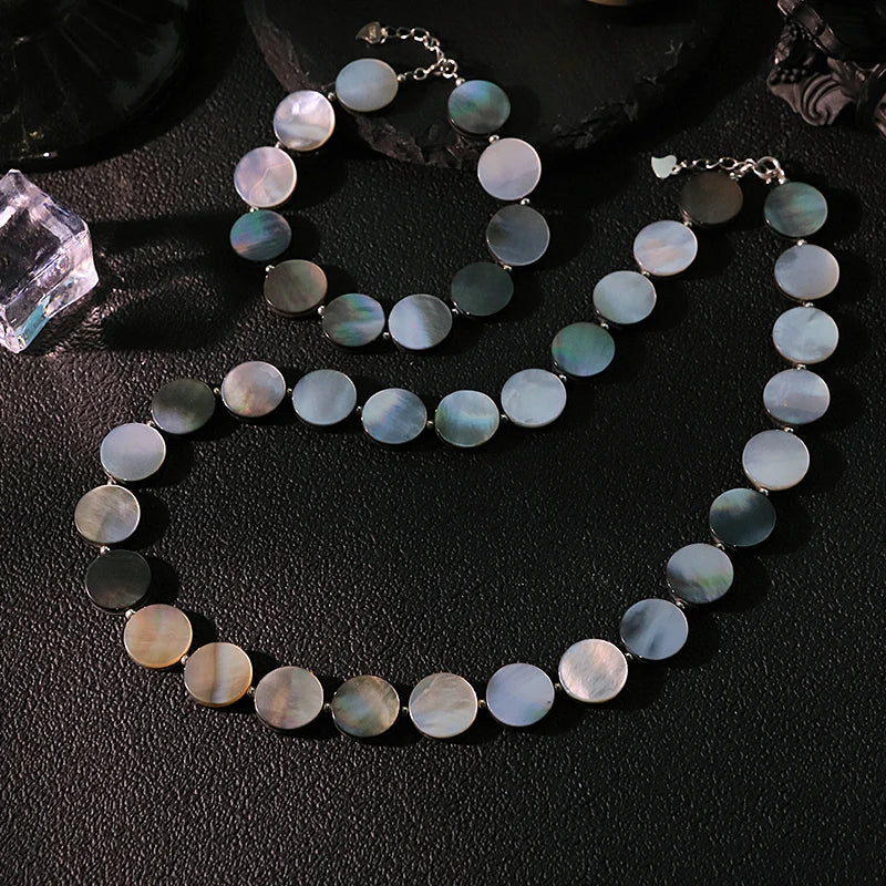 GLSEEVO Black Pearl Sterling Silver Necklace & Earrings Set | Luxurious Bridal Jewellery GS0229