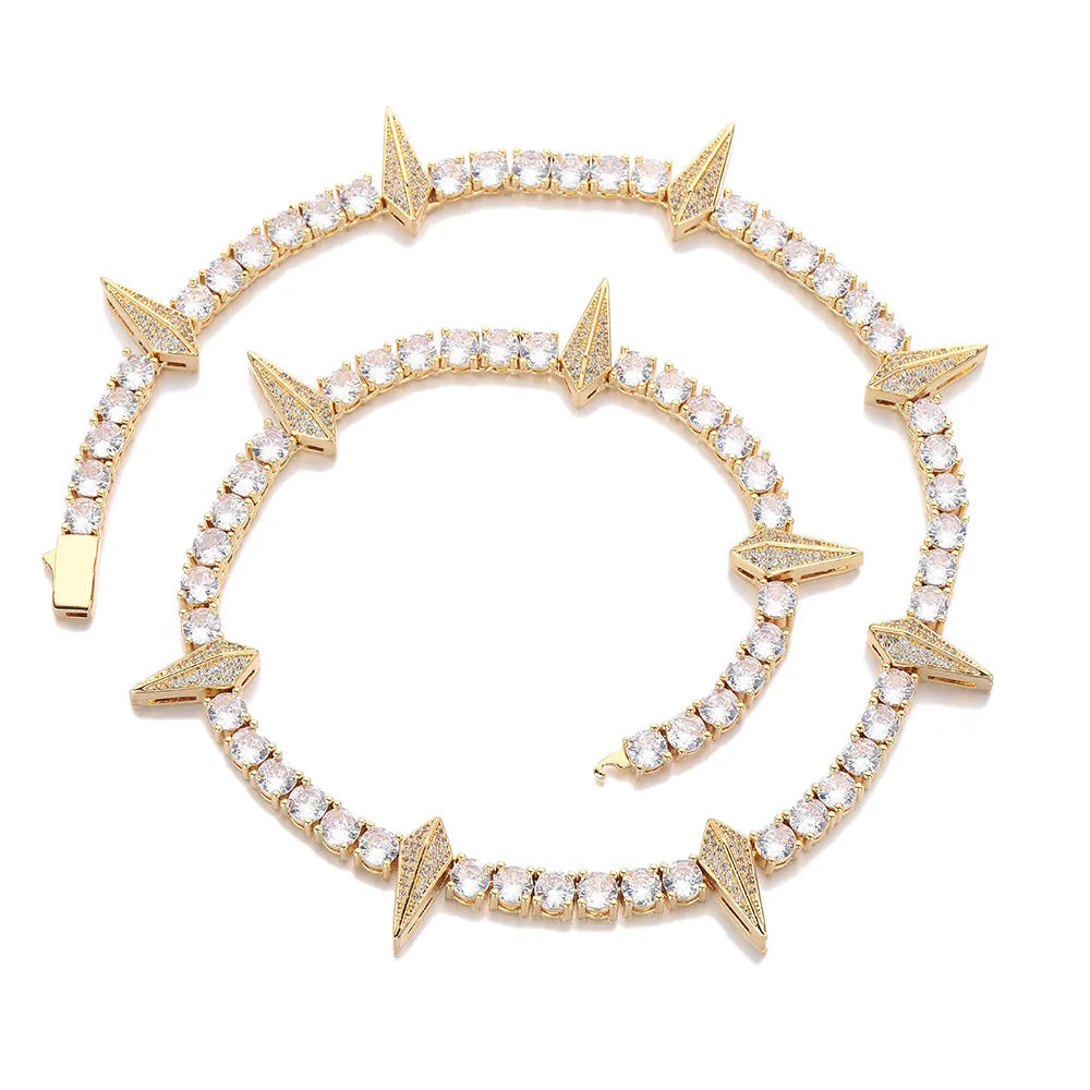 Luxury Black Zirconia CZ Diamond Tennis Bracelet Fashion Same Style Black Panther Choker Necklace Beast Toothed Hip-hop Bracelet
