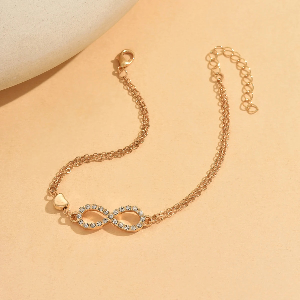 Wholesale Zircon Infinity Symbol Zinc Alloy Anklet Chain Anklet Gold Plated Jewelry for Women Summer Holiday
