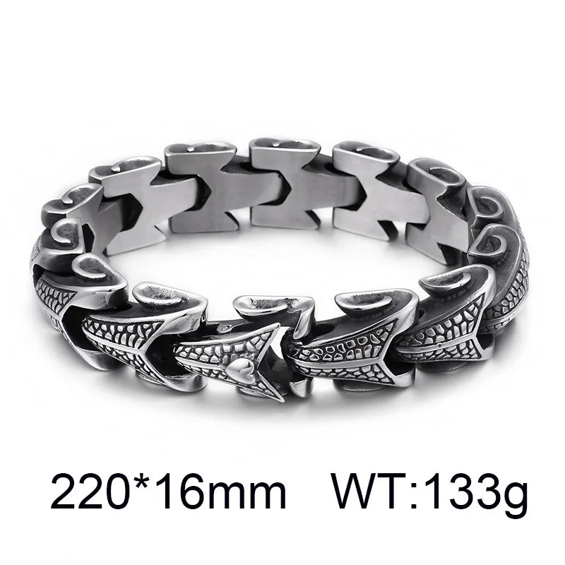 VIKING Double Row Rhinestone Keel Chain Bracelet – Stainless Steel Men's Hip Hop Bangle
