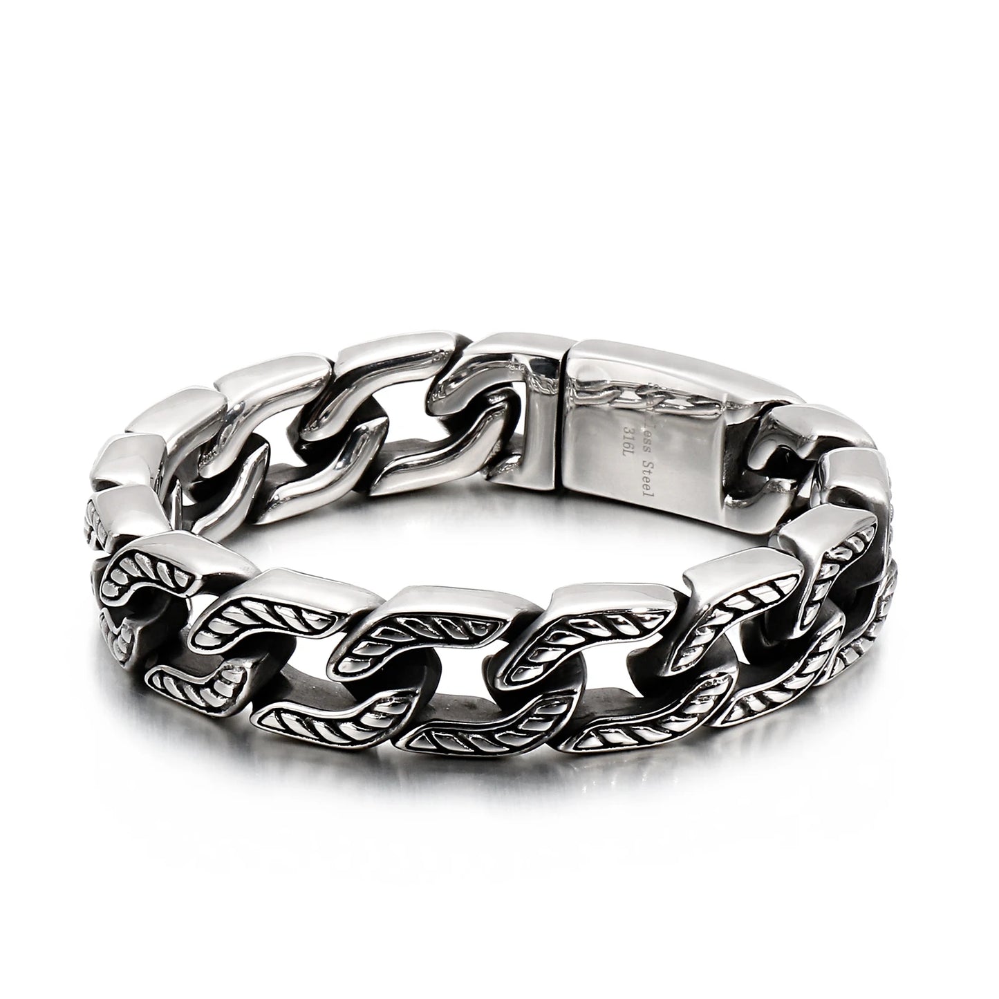 KALEN Steam Punk Stainless Steel Curb Chain Bracelet Skull Skeleton Bracelet for Man