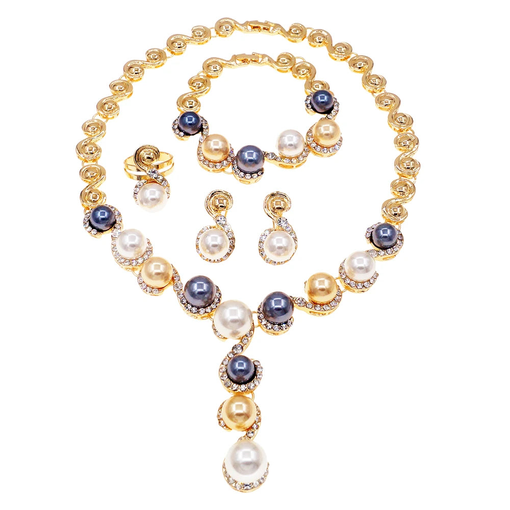 Zhuerrui Italian Gold Plated Jewelry Set 18k Round Earring Sets Luxury Gold Plated Fine Jewelry Set HA10002