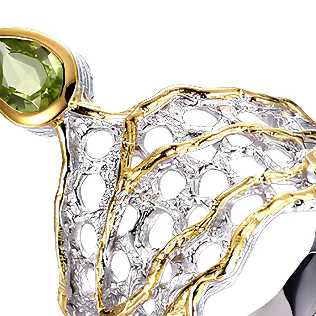 Elegant Fashion Crown 925 Sterling Silver Jewelry Natural Peridot Ring