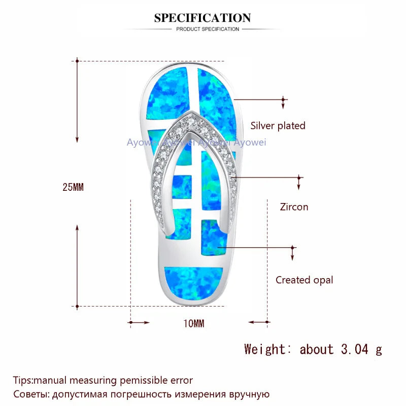 Aobao Fun Opal Necklace New Flip Flop Opal Inlaid Pendant Fashion Colored Gem Jewelry Wholesale