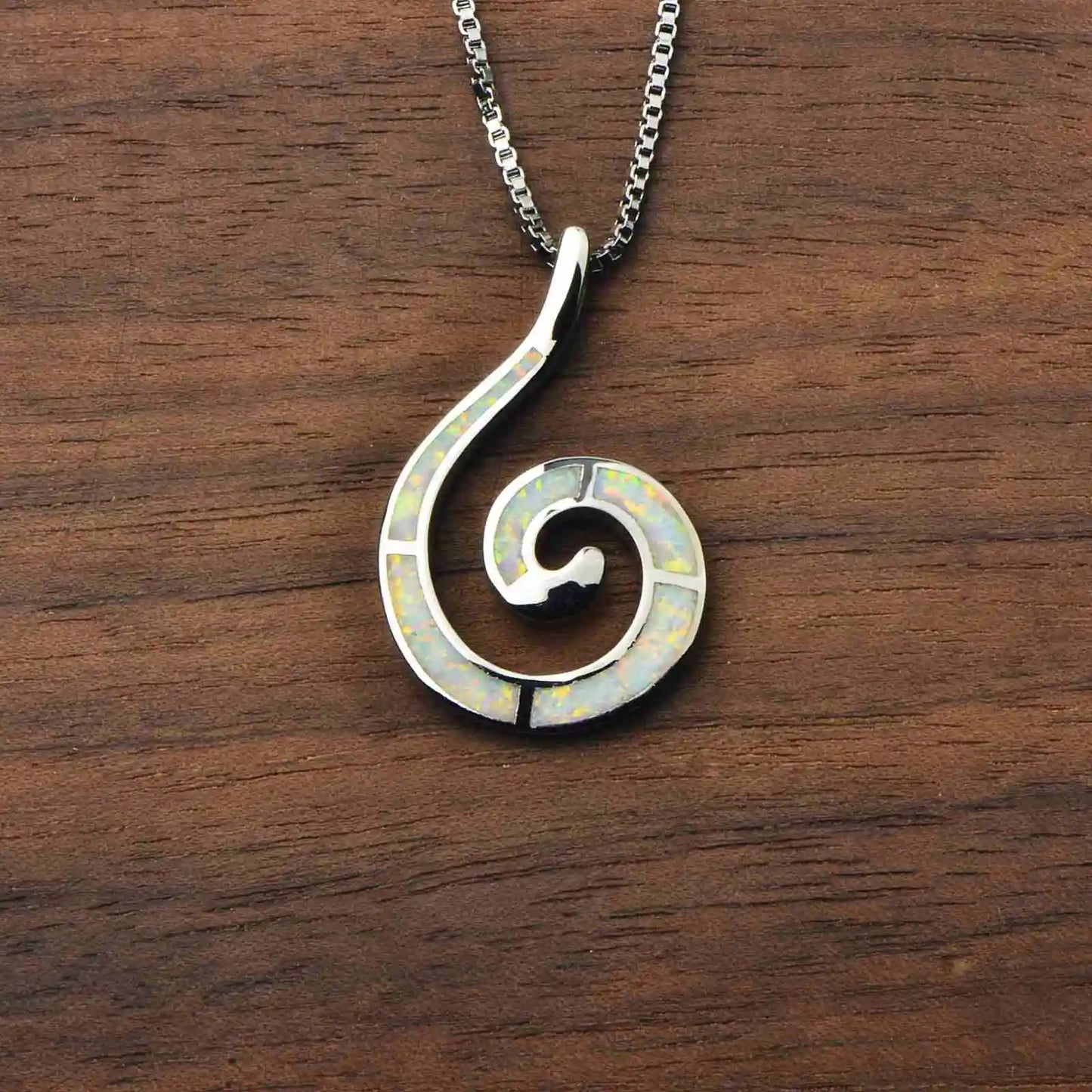 Aobao Vintage Women's Opal Gemstone Pendant Necklace Silver Plated Copper Alloy