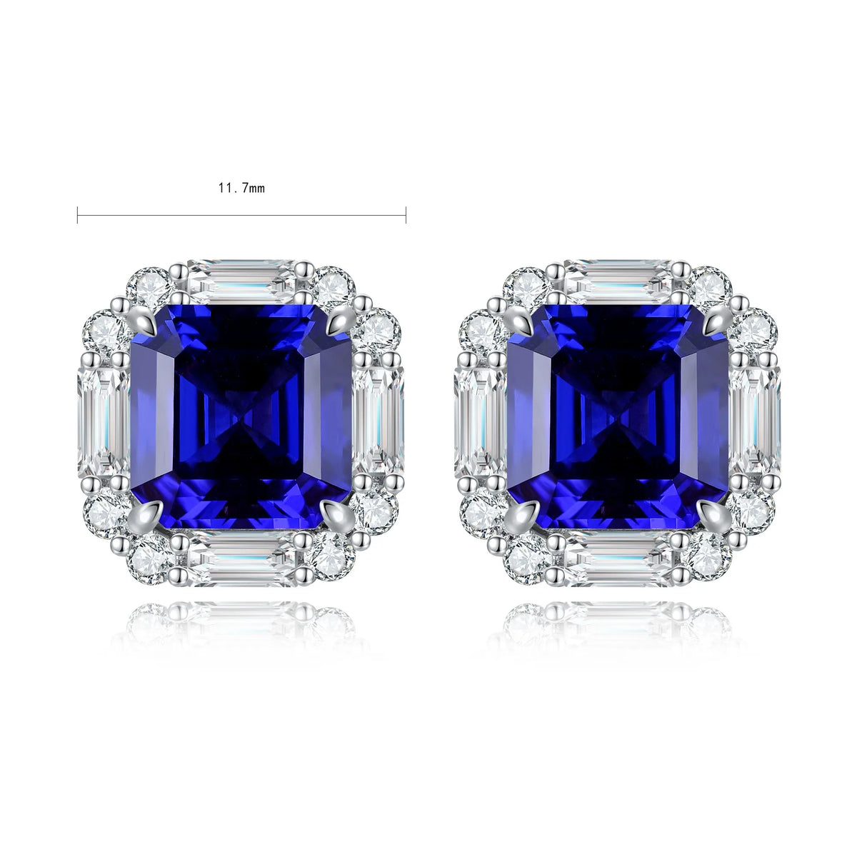 Gemfiori Anster High Quality S925 Lab Grown Sapphire Earring Stud Dainty Gemstone Stud Earrings for Women Daily Wear Gift