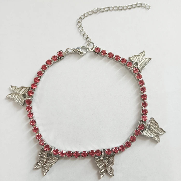 Wholesale Cuban Link Anklet Chain Anklet Butterfly Pendant Anklet for Women