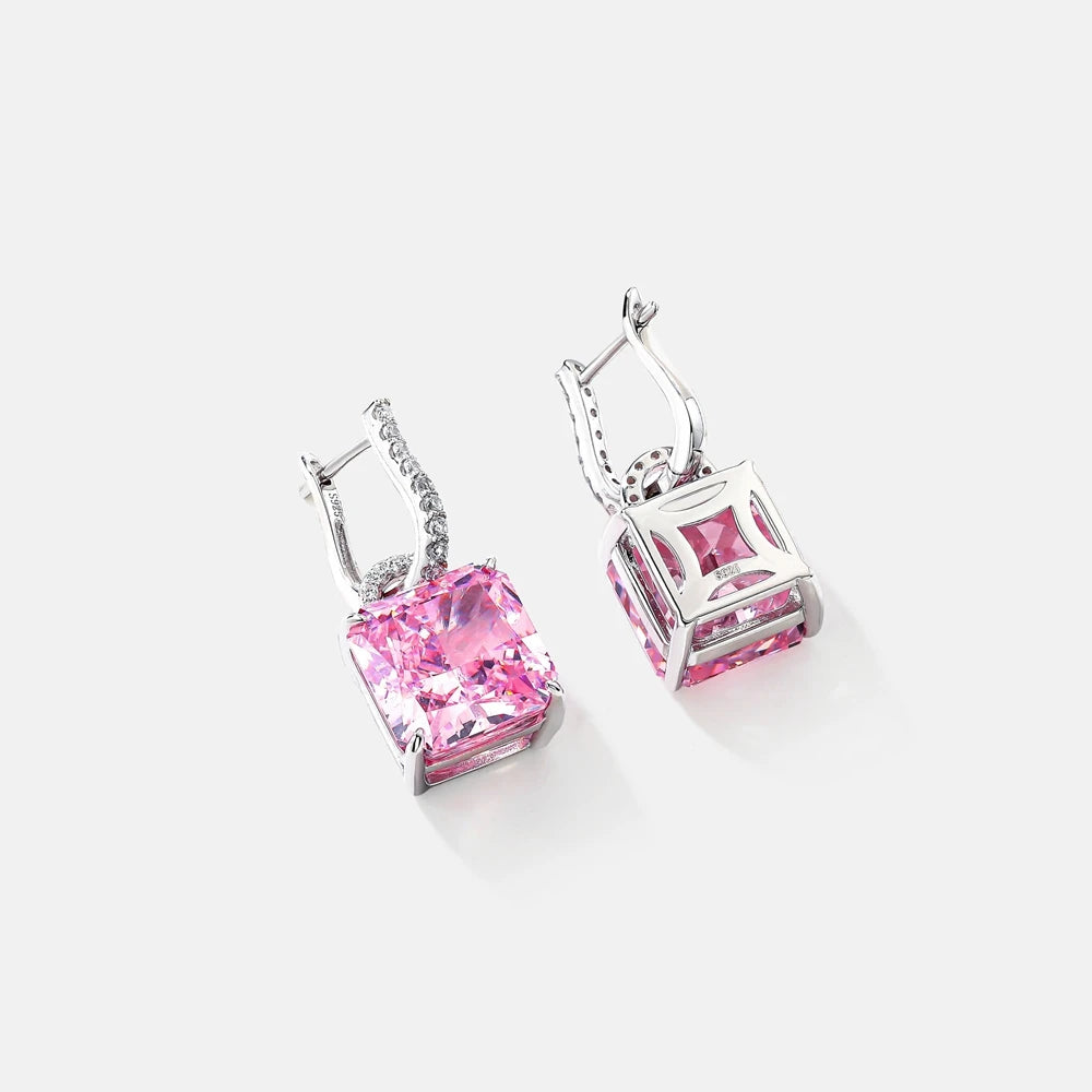 MUSHAN Jewelry Factory Pure Silver Stud Earrings Light Luxury Electroplated White Gold Pink Diamond Jewelry Earrings