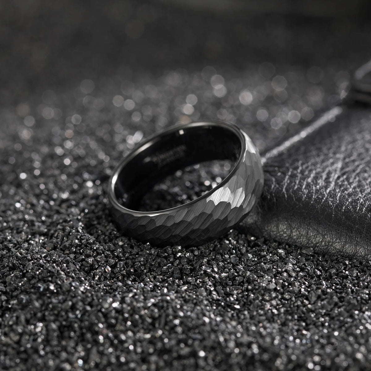 REBEL Black Hammered Tungsten Carbide Ring