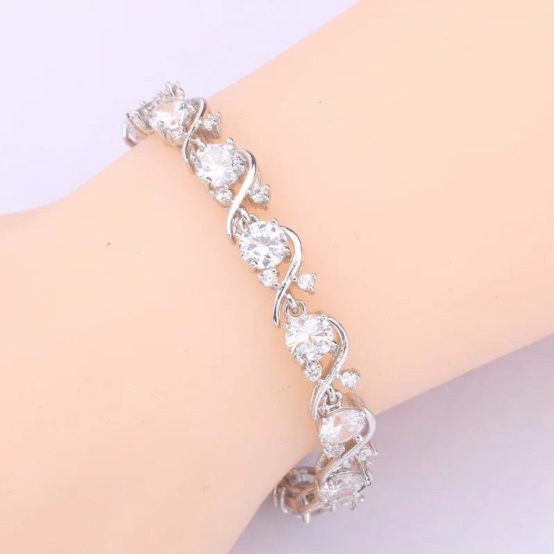 XOTICA Natural White Pearl Silver Jewelry Set for Women Zircon Bracelet Earrings Rings Necklace Pendant for Wedding Party Engagement