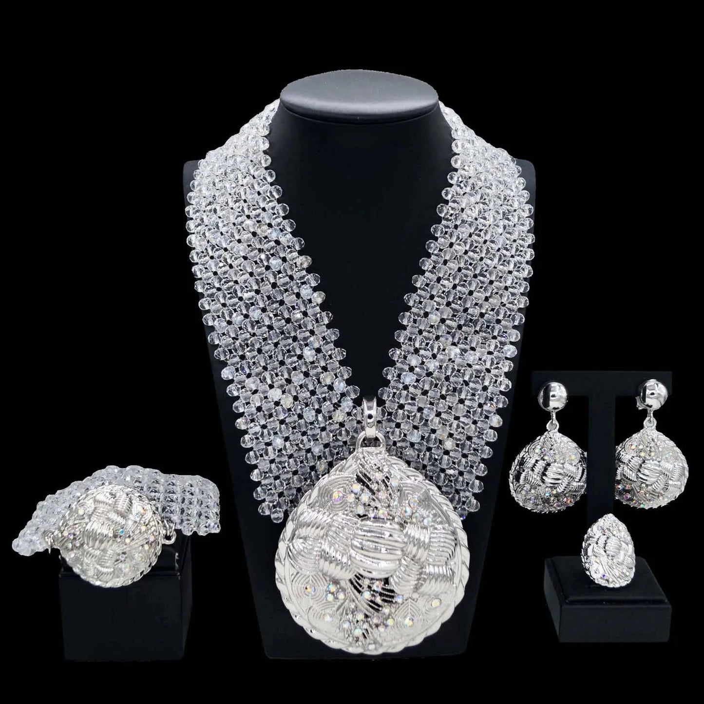 Zhuerrui High-end Simple 18K Gold Jewelry Sets Silver Beads Necklace Bracelet Jewelry Set Latest Bridal Wedding Gifts H40037
