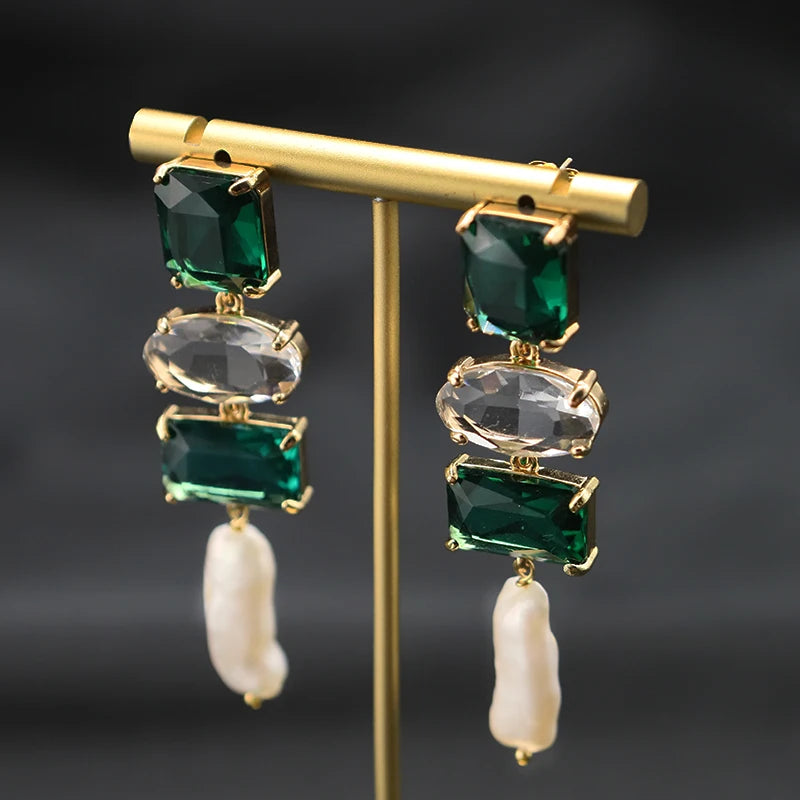 Natural Baroque Pearl Long Flower Drop Earrings for Women Wedding Engagmement Gift Handmade Jewelry Earrings Bulk