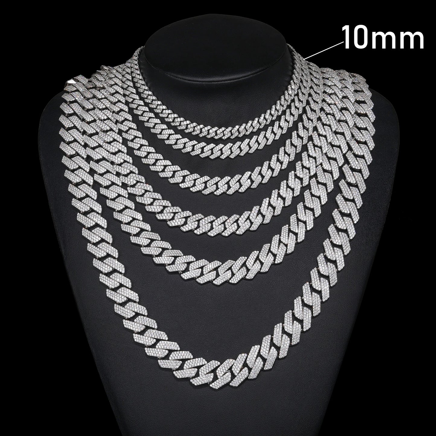 High Quality Cubana Hip Hop Jewelry 6-20mm 925 Sterling Silver VVS Moissanite Diamond Iced Out Cuban Link Chain Necklace for Men