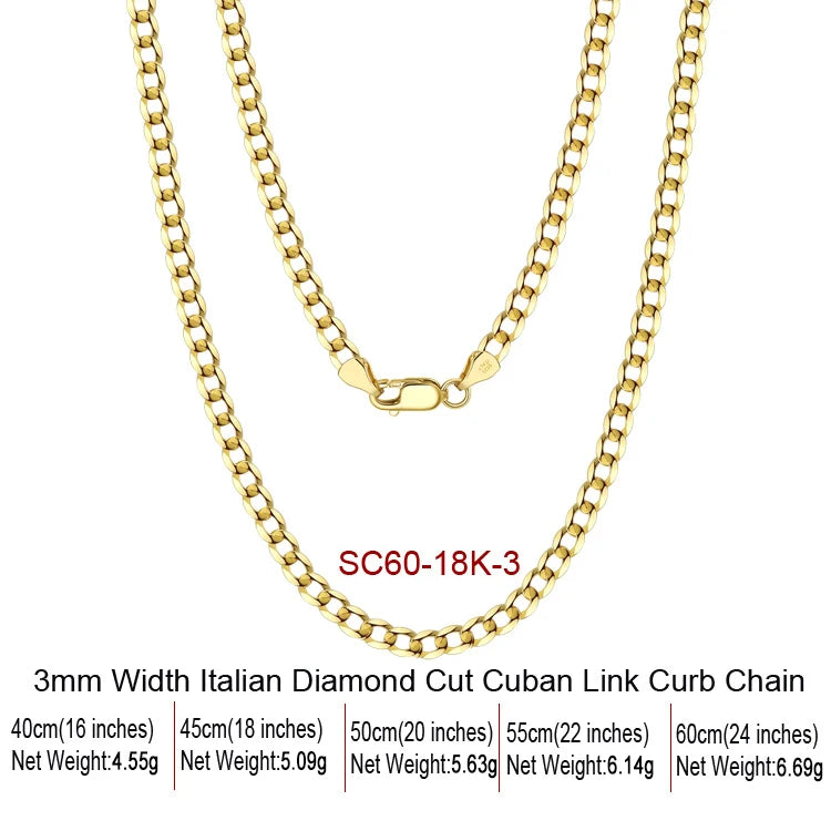 S&S 925 Sterling Silver Chain Necklace — Rope, Figaro, Cuban & Box | S&S Collection