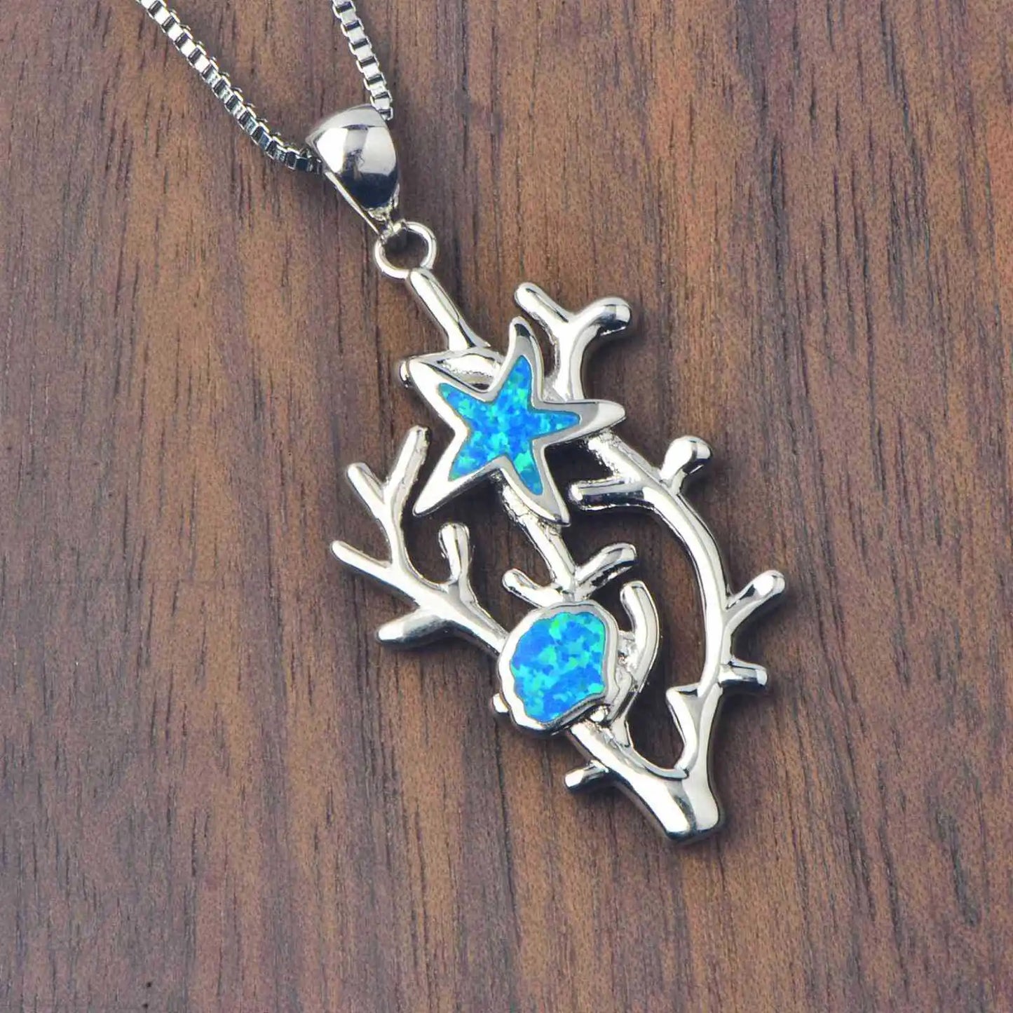 TikTok Ins Trendy Blue Sea Cucumber Pendant Necklace-Copper Opal Inlaid Sweater Chain Link Chain Fashion Jewelry Wholesale