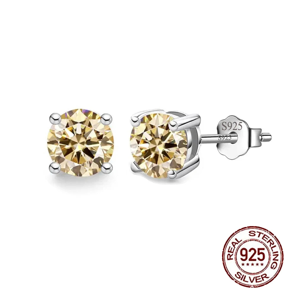 S&S 925 Sterling Silver 6mm Round CZ Stud Earrings – 6 Colours – Collection