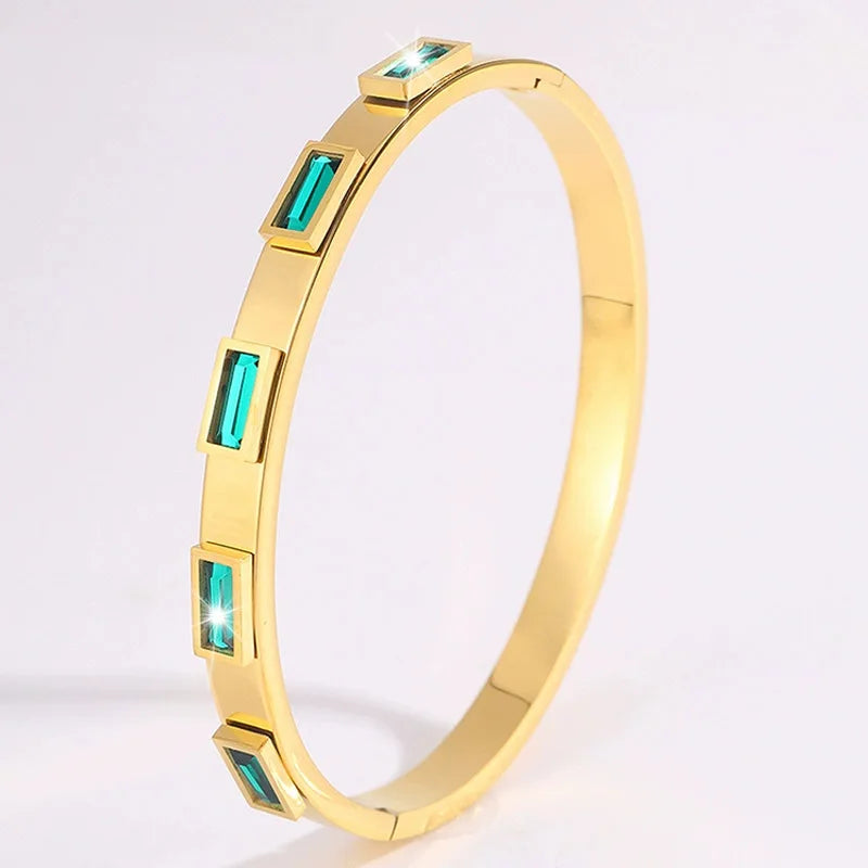 REBEL Stainless Inoxydable Stainless Steel 18K Gold Plated Roman Women Fashion Jewelry Bracelets Bangles