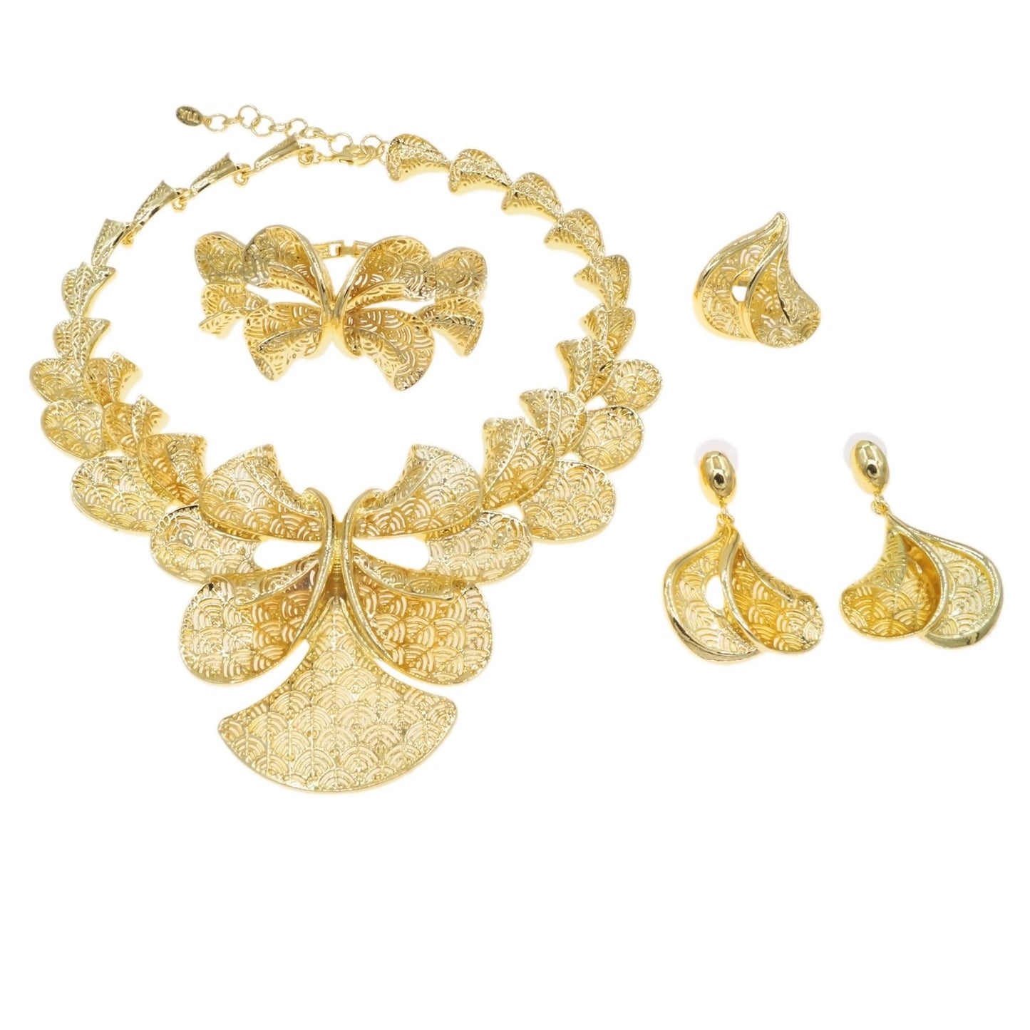 Zhuerrui High Quality Gold Jewelry Sets Simple Silver Bridal Necklace Jewelry Set Fashion Women's Costume Accessories H00751