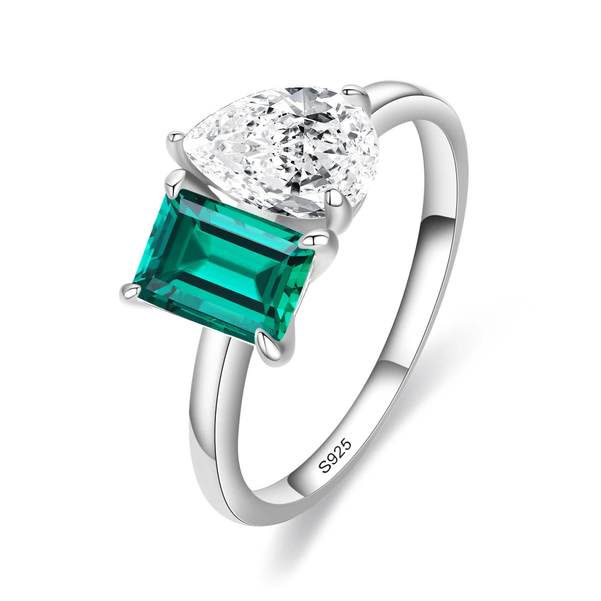 Elegant Women 925 Sterling Silver Emerald 5A 8A Cubic Zirconia Ring Promise Wedding Rings Custom Jewelry Manufacturing OEM/ODM