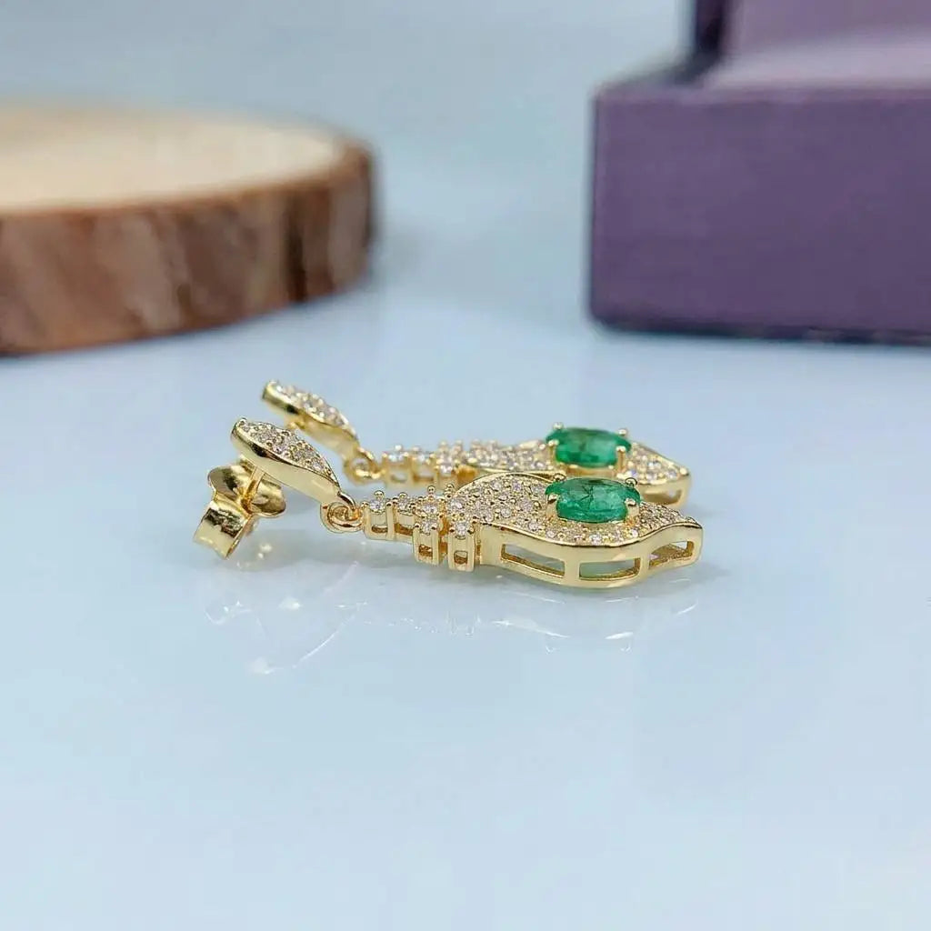 Gioiellieri Luxury S925 Stamped Silver Oval Cut Natural Emerald Earrings for Women Earth Mined Green Gemstone Wedding Anniversary Gift