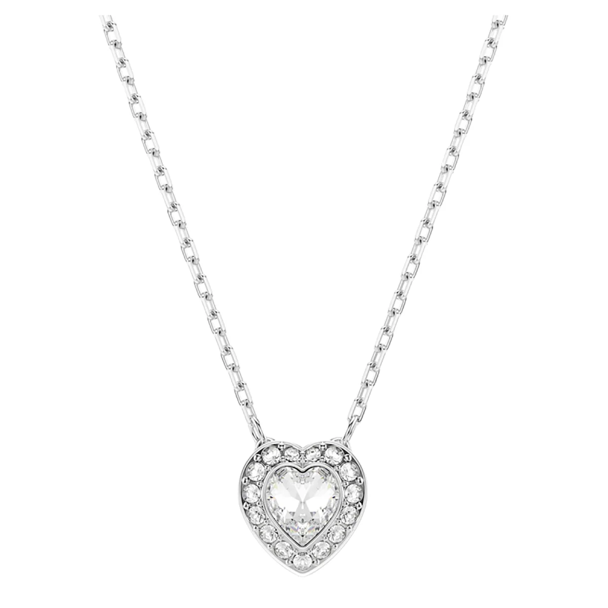 S&S Dainty Love Heart Pendant Necklace, Cubic Zirconia Key Interlocking Necklace Romantic Gift for Her