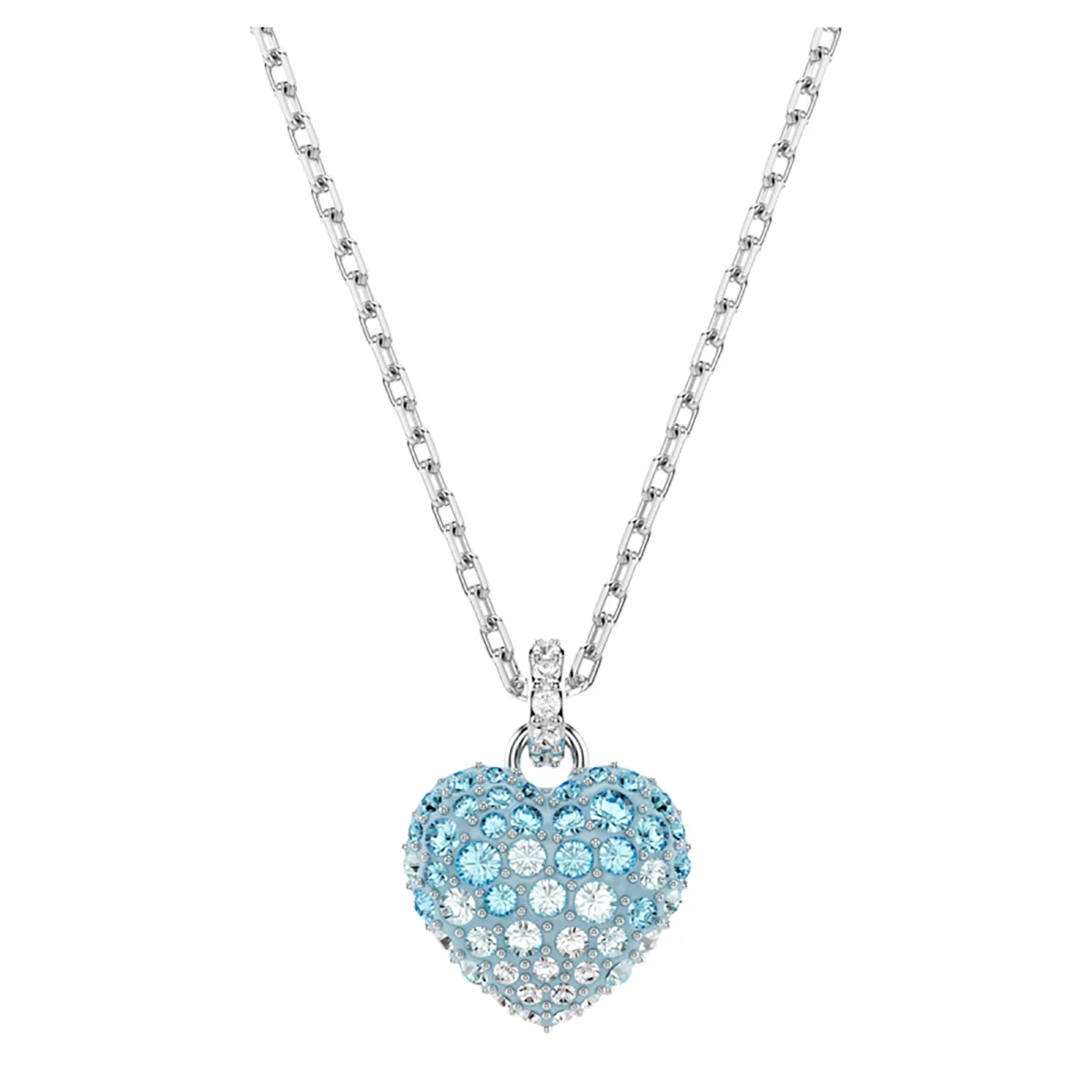 S&S Dainty Love Heart Pendant Necklace, Cubic Zirconia Key Interlocking Necklace Romantic Gift for Her