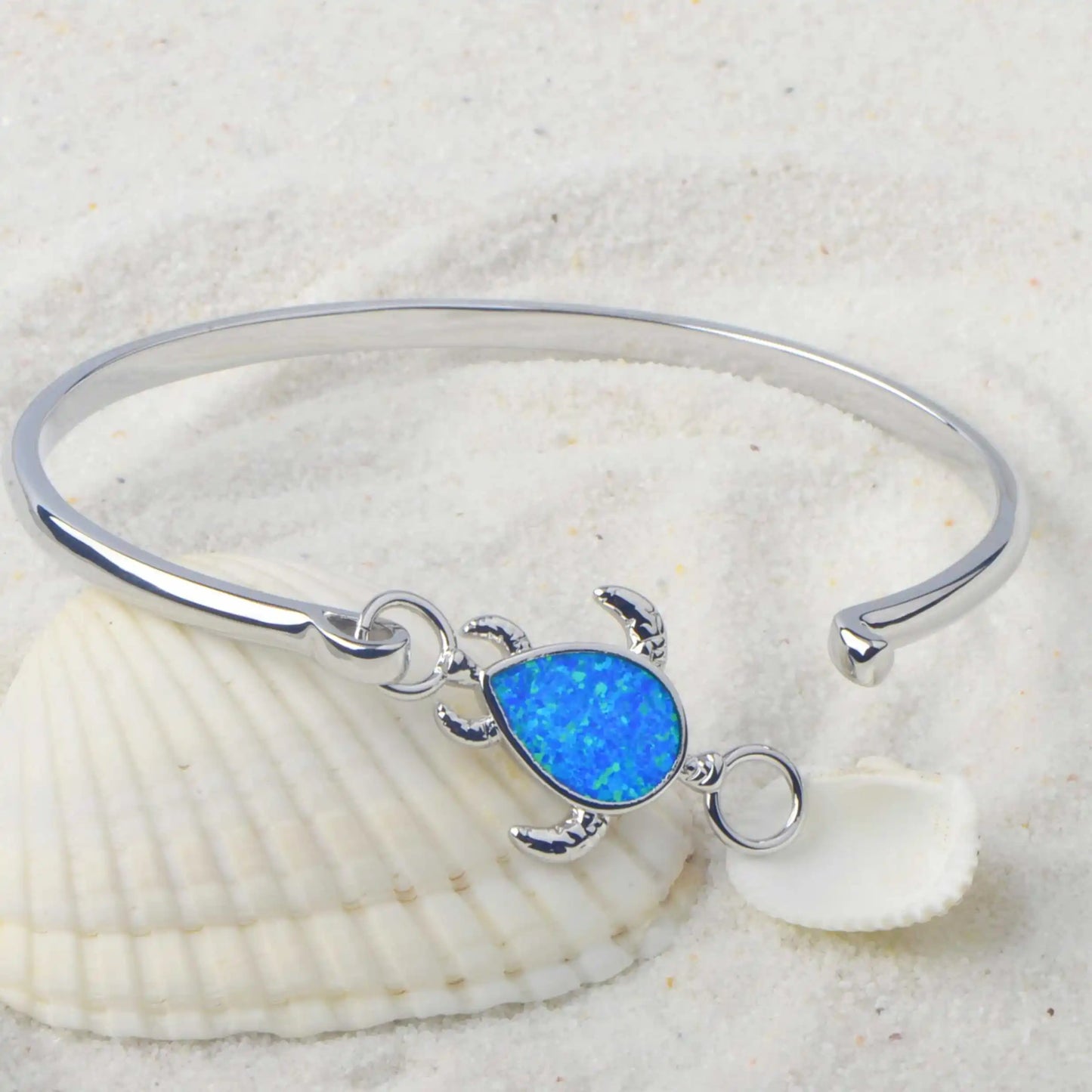 Adorable Sea Turtle Animal Design Brass Beaded Opal Bracelet-Christian Style Shimmering Blue Charm for Women's Daily Chic