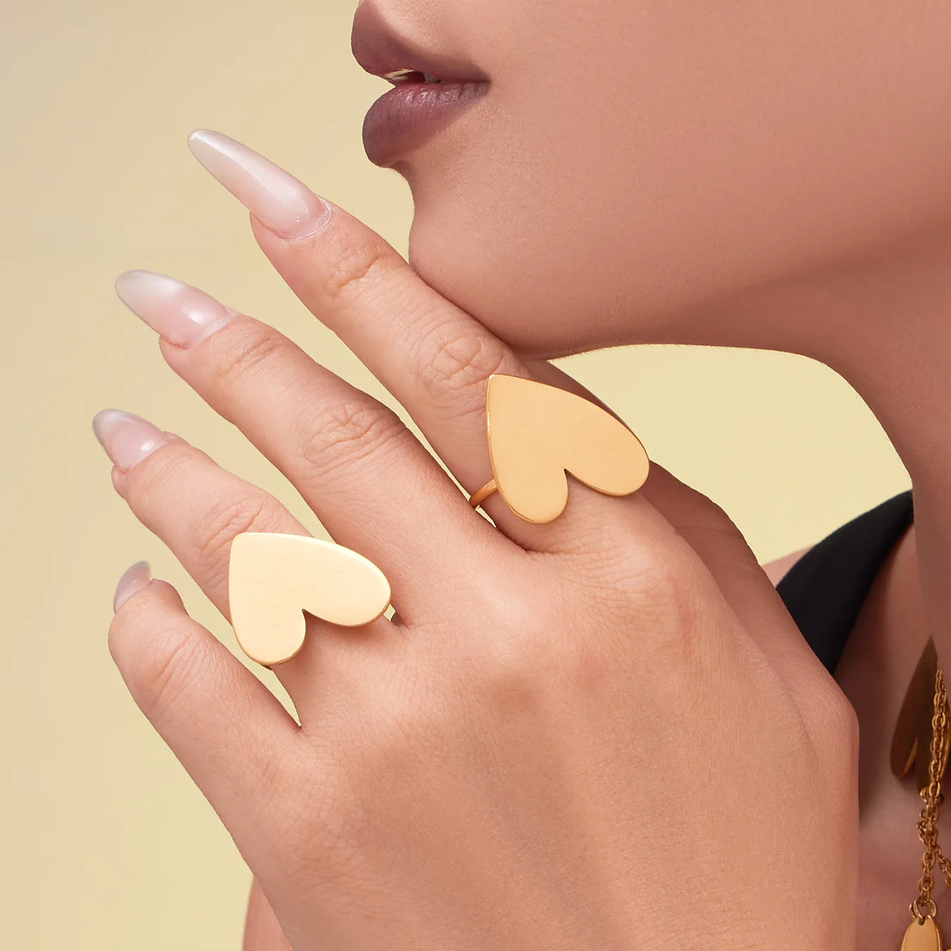 Geometric Love Sweater Chain Necklace, Earrings & Ring | 18K Gold Plated Fashion Jewellery Set